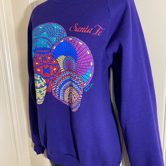 Vintage 90’s Made in USA Santa Fe Puff Print Graphic Sweater - Picture 2 of 6